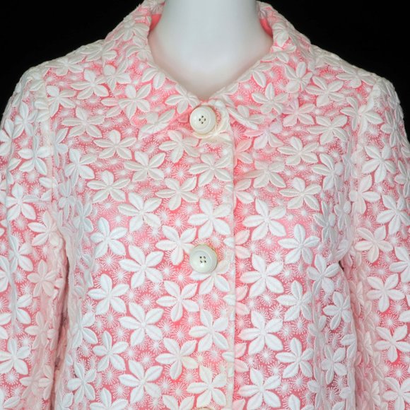 Kate Spade Embroidered Daisy Franny Coat White Pink - Picture 6 of 12